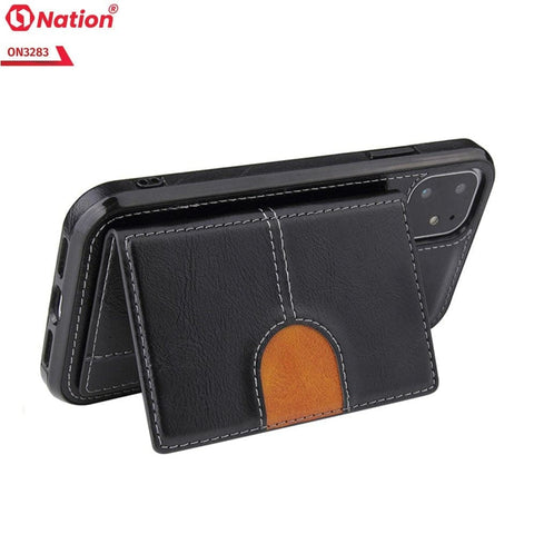 iPhone 13 Mini Cover - Black - ONation Ultra Series - Multi-Purpose Premium Leather Ultra Wallet Soft Case With Card Holders and Phone Stand