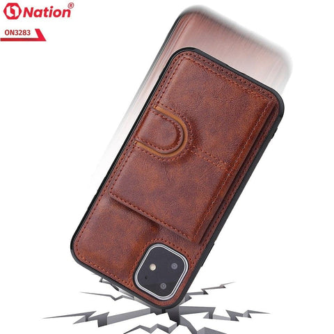 iPhone XS Max Cover - Brown - ONation Ultra Series - Multi-Purpose Premium Leather Ultra Wallet Soft Case With Card Holders and Phone Stand