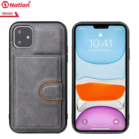 iPhone 13 Pro Cover - Gray - ONation Ultra Series - Multi-Purpose Premium Leather Ultra Wallet Soft Case With Card Holders and Phone Stand