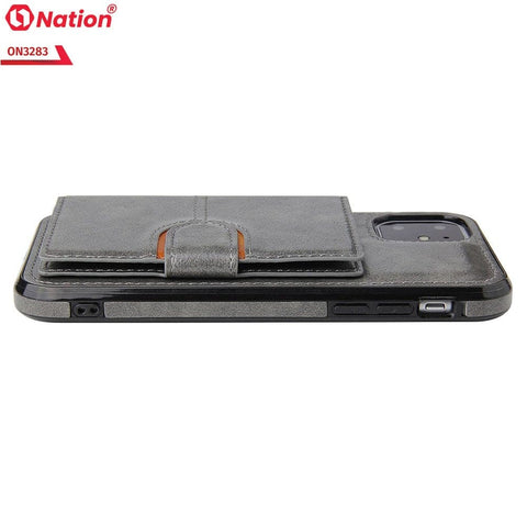 iPhone 13 Pro Cover - Gray - ONation Ultra Series - Multi-Purpose Premium Leather Ultra Wallet Soft Case With Card Holders and Phone Stand