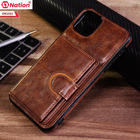 iPhone 11 Pro Max Cover - Brown - ONation Ultra Series - Multi-Purpose Premium Leather Ultra Wallet Soft Case With Card Holders and Phone Stand