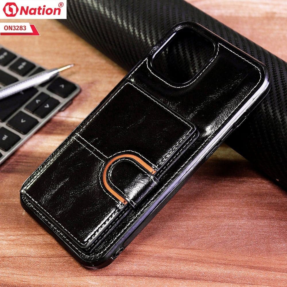 iPhone 12 Pro Max Cover - Black - ONation Ultra Series - Multi-Purpose Premium Leather Ultra Wallet Soft Case With Card Holders and Phone Stand