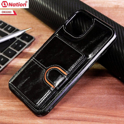 iPhone 12 Pro Max Cover - Black - ONation Ultra Series - Multi-Purpose Premium Leather Ultra Wallet Soft Case With Card Holders and Phone Stand