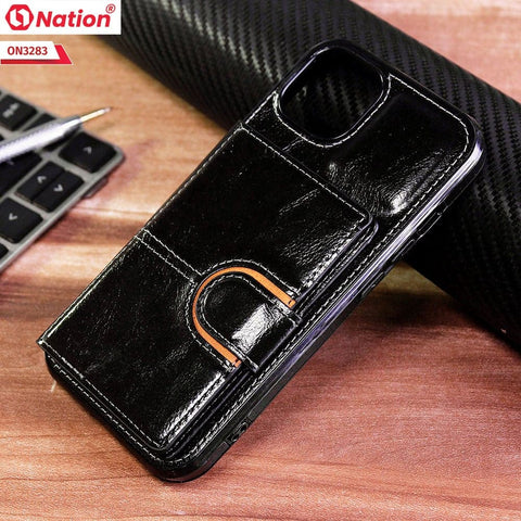 iPhone 13 Cover - Black - ONation Ultra Series - Multi-Purpose Premium Leather Ultra Wallet Soft Case With Card Holders and Phone Stand