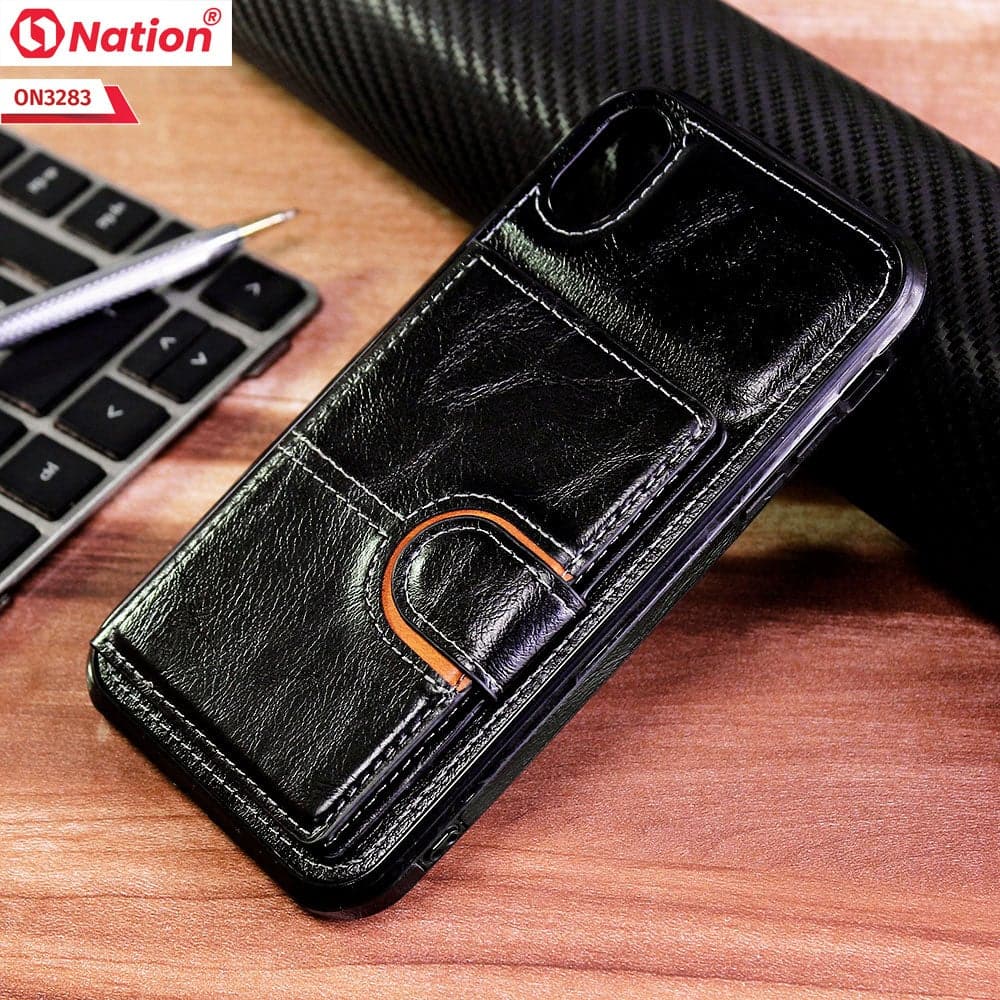 iPhone XR Cover - Black - ONation Ultra Series - Multi-Purpose Premium Leather Ultra Wallet Soft Case With Card Holders and Phone Stand