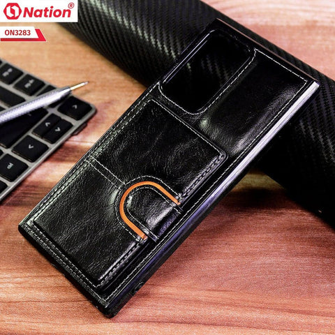 Samsung Note 20 Ultra Cover - Black - ONation Ultra Series - Multi-Purpose Premium Leather Ultra Wallet Soft Case With Card Holders and Phone Stand