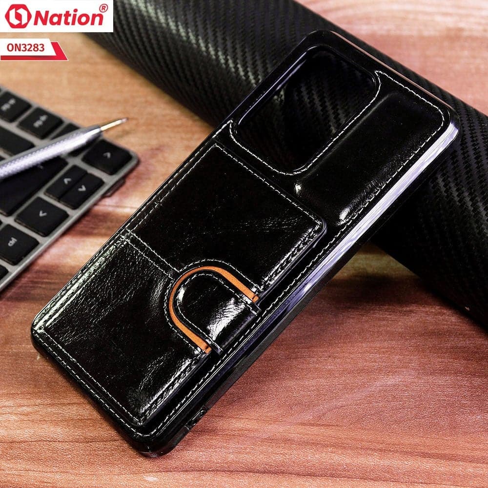 Samsung Galaxy S20 Ultra Cover - Black - ONation Ultra Series - Multi-Purpose Premium Leather Ultra Wallet Soft Case With Card Holders and Phone Stand