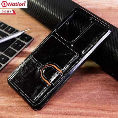 Samsung Galaxy S20 Ultra Cover - Black - ONation Ultra Series - Multi-Purpose Premium Leather Ultra Wallet Soft Case With Card Holders and Phone Stand