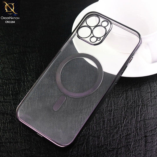iPhone 12 Pro Max Cover - Black - J-Case Official Magsafe Electroplated Borders Camera Protection Soft Clear Case