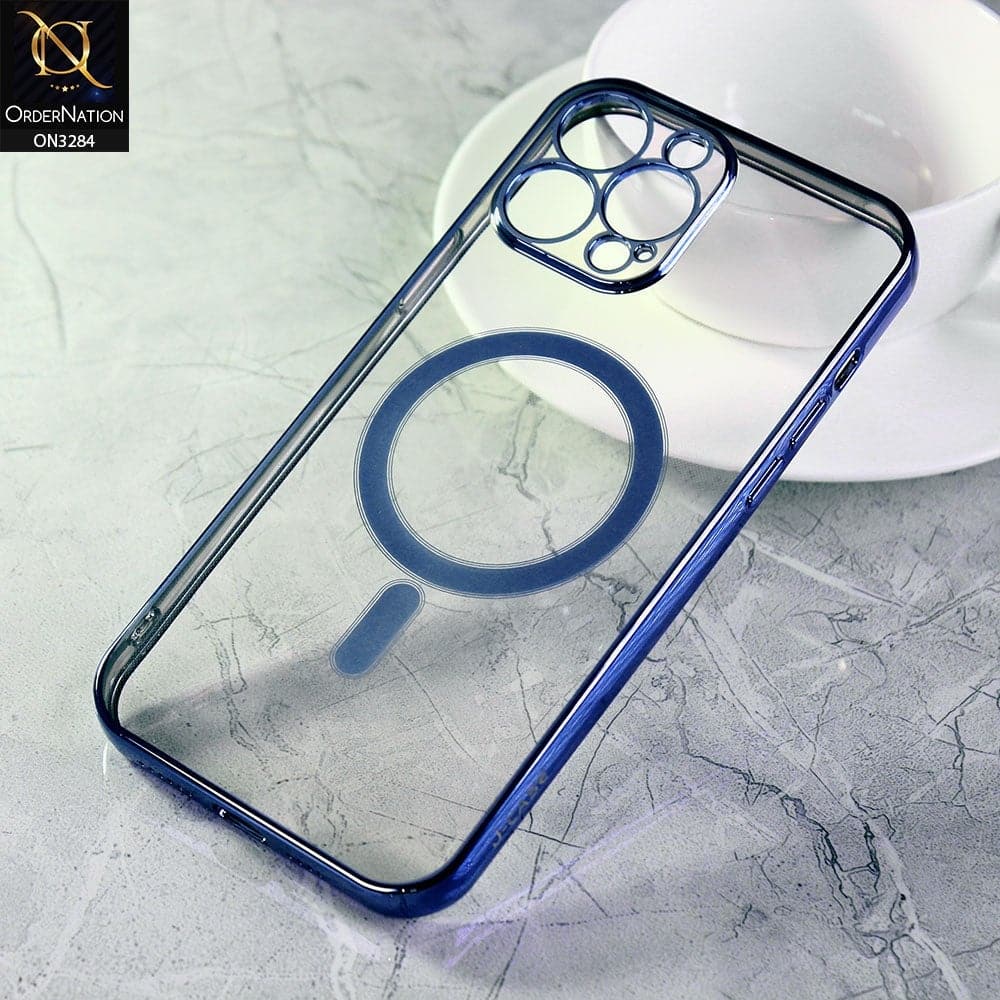 iPhone 12 Pro Max Cover - Royal Blue - J-Case Official Magsafe Electroplated Borders Camera Protection Soft Clear Case