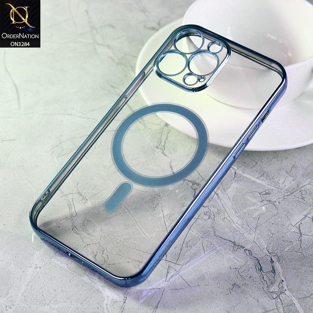iPhone 12 Pro Max Cover - Sierra Blue - J-Case Official Magsafe Electroplated Borders Camera Protection Soft Clear Case