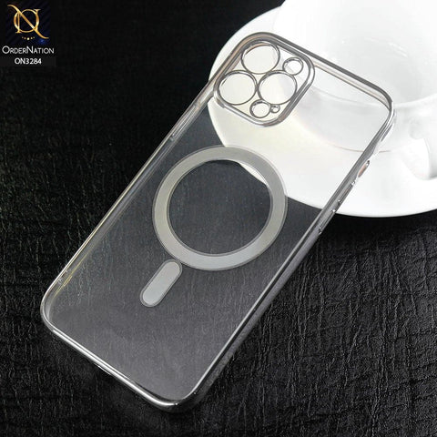 iPhone 13 Pro Cover - Silver - J-Case Official Magsafe Electroplated Borders Camera Protection Soft Clear Case