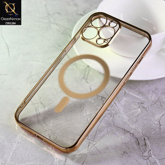 iPhone 13 Pro Cover - Golden - J-Case Official Magsafe Electroplated Borders Camera Protection Soft Clear Case