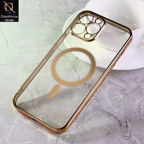 iPhone 13 Pro Cover - Golden - J-Case Official Magsafe Electroplated Borders Camera Protection Soft Clear Case