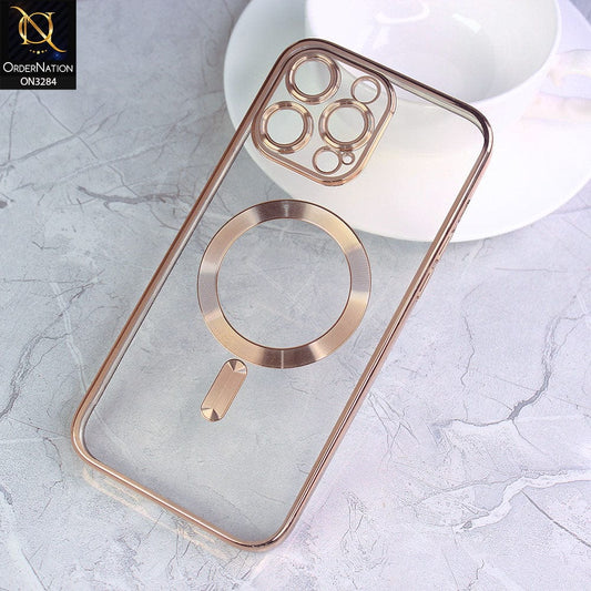 iPhone 14 Pro Cover - Golden - J-Case Electroplated Borders Camera Protection Soft Clear Case (Mag Safe Notification not Enabled)