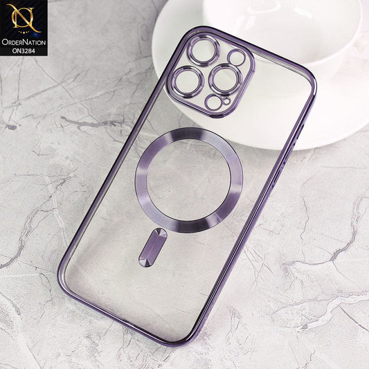 iPhone 14 Pro Cover - Purple - J-Case Electroplated Borders Camera Protection Soft Clear Case (Mag Safe Notification not Enabled)