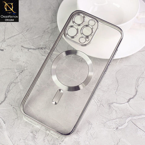 iPhone 14 Pro Cover - Silver - J-Case Electroplated Borders Camera Protection Soft Clear Case (Mag Safe Notification not Enabled)