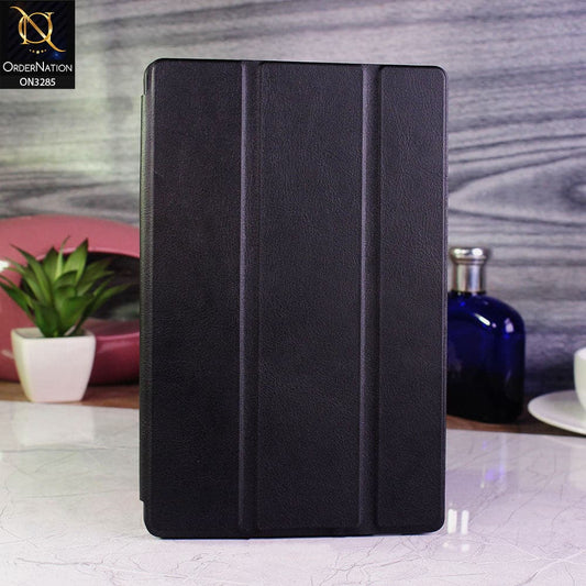 Samsung Galaxy Tab A7 Lite Cover - Black - Soft PU Leather Smart Book Foldable Case with S Pen Holder