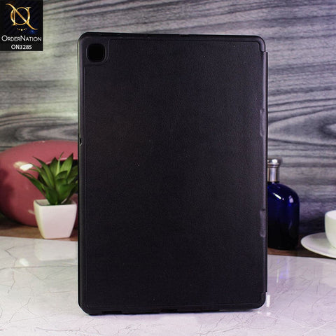 Samsung Galaxy Tab A7 10.4 / T500 (2020) Cover - Black - Soft PU Leather Smart Book Foldable Case with S Pen Holder