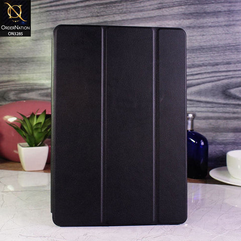 Samsung Galaxy Tab A7 10.4 / T500 (2020) Cover - Black - Soft PU Leather Smart Book Foldable Case with S Pen Holder