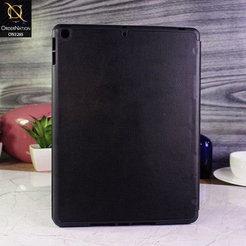 iPad 10.2 / iPad 7 (2019) Cover - Black - Soft PU Leather Smart Book Foldable Case with Pen Holder