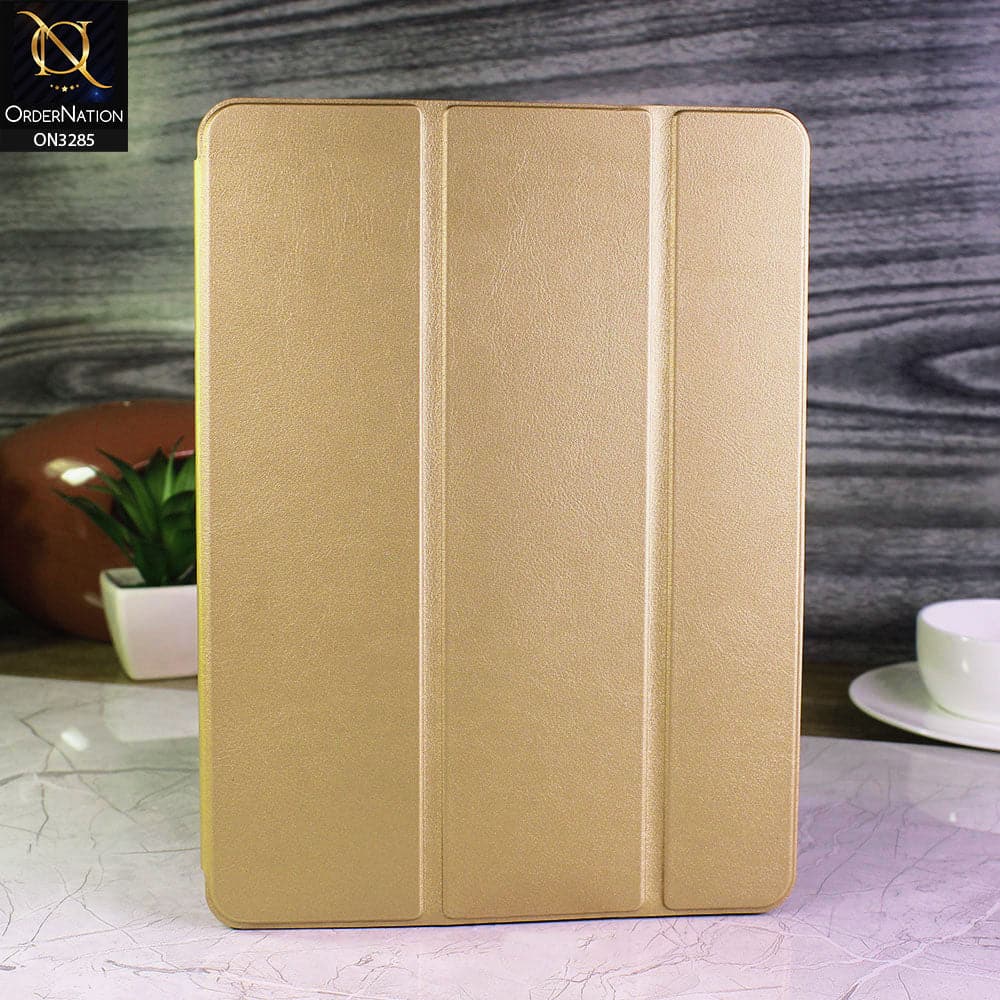 iPad 10.2 / iPad 7 (2019) Cover - Golden - Soft PU Leather Smart Book Foldable Case with Pen Holder