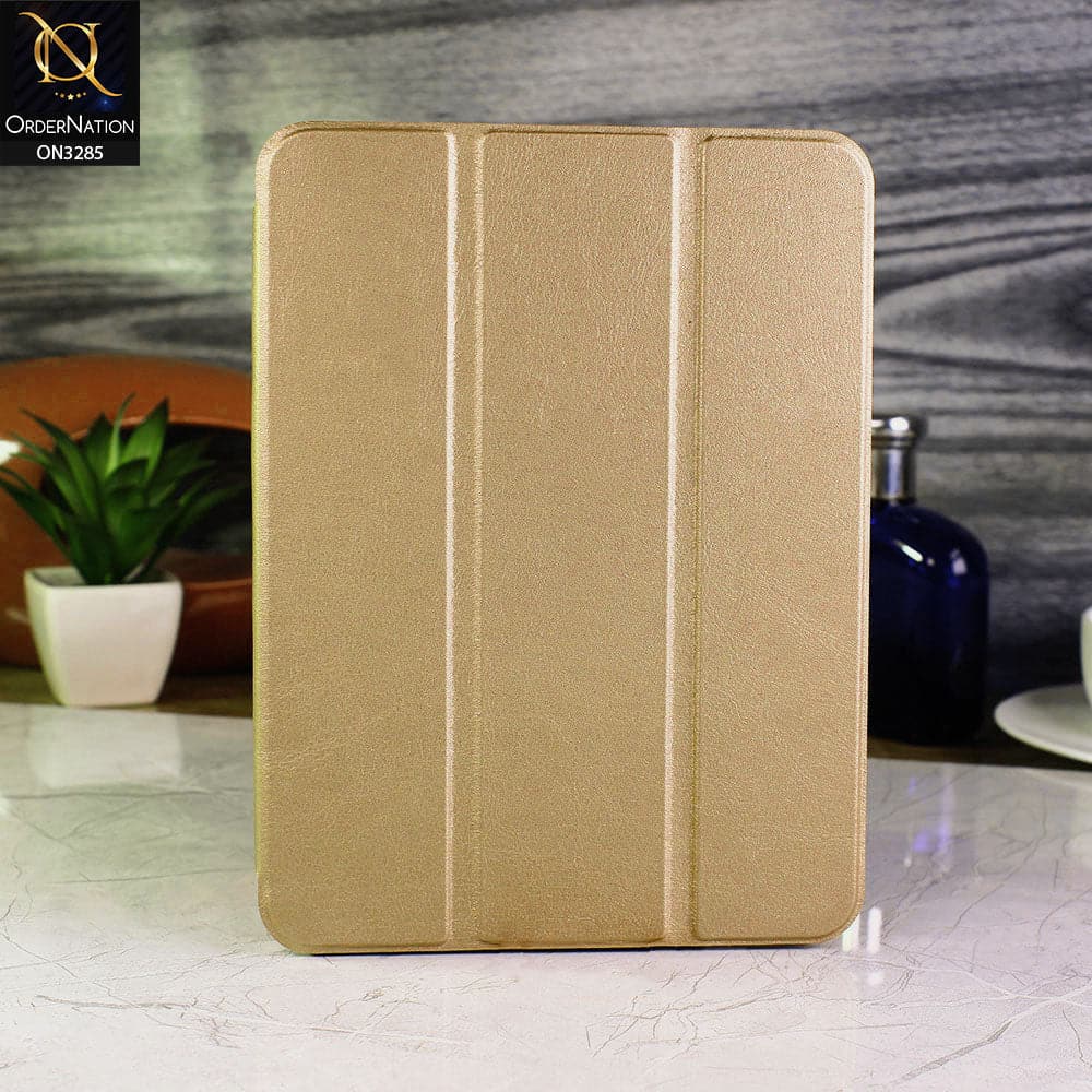 iPad Mini 6 / iPad Mini (2021) Cover - Golden - Soft PU Leather Smart Book Foldable Case with Pen Holder