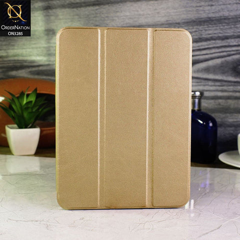 iPad Mini 6 / iPad Mini (2021) Cover - Golden - Soft PU Leather Smart Book Foldable Case with Pen Holder