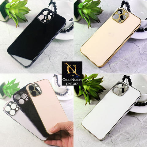 iPhone 13 Pro Max Cover - Black - Shiny Tempered Glass Camera Protection Soft Case
