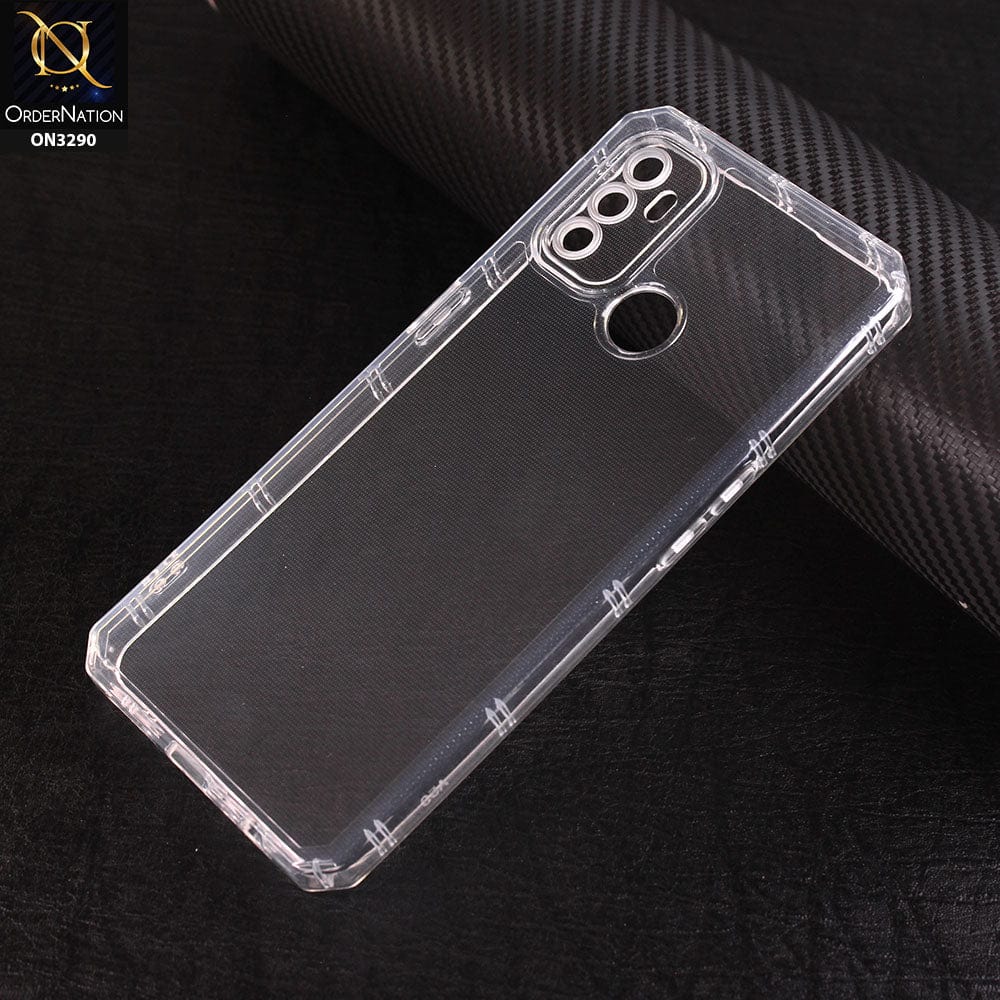 Oppo A53 Cover - Four Sided Airbag With Camera Protection Clear Transparent Soft Case