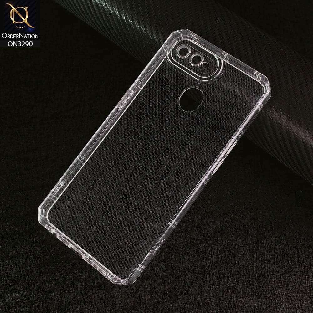 Oppo A7 Cover -  Four Sided Airbag With Camera Protection Clear Transparent Soft Case