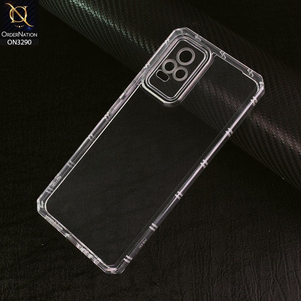 Vivo V21e Cover -  Four Sided Airbag With Camera Protection Clear Transparent Soft Case