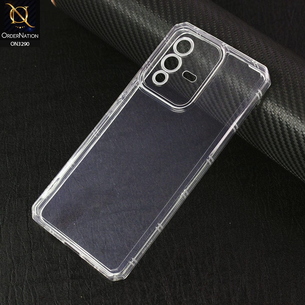 Vivo V23 5G Cover - Four Sided Airbag With Camera Protection Clear Transparent Soft Case