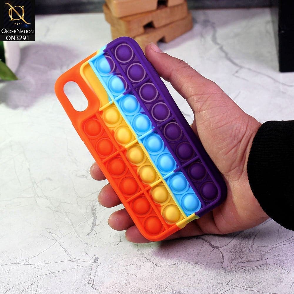 iPhone XS / X Cover - Orange - Trendy Fidget Stress Relief Bubble Soft Case
