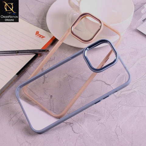 iPhone 13 Pro Max Cover - Blue - Q-Series Royal Soft Borders Clear PC Back Protective Case