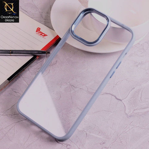iPhone 13 Pro Max Cover - Blue - Q-Series Royal Soft Borders Clear PC Back Protective Case