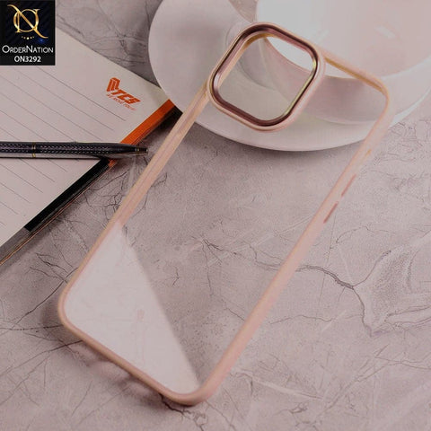 iPhone 13 Pro Max Cover - Pink - Q-Series Royal Soft Borders Clear PC Back Protective Case