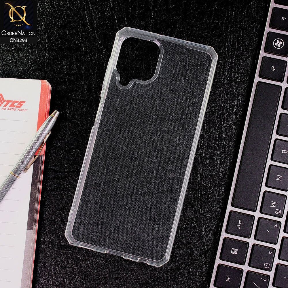 Samsung Galaxy M22 Cover - Straight Edge Rubic Cube Anti Fall Soft TPU Clear Case