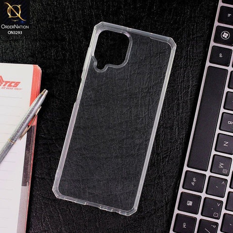 Samsung Galaxy M22 Cover - Straight Edge Rubic Cube Anti Fall Soft TPU Clear Case