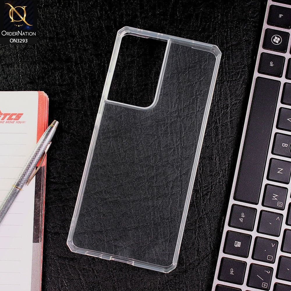 Samsung Galaxy S21 Ultra 5G Cover - Straight Edge Rubic Cube Anti Fall Soft TPU Clear Case