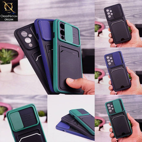 Xiaomi Poco X3 Cover - Black - Soft Border Semi Hard Back Camera Slider Protection Case with Card Holder