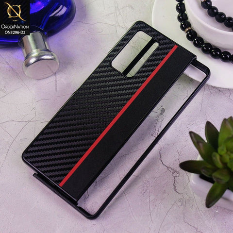 Samsung Galaxy Z Fold 2 5G Cover - Design 2 - Carbon Fiber Texture Hybrid PU Leather Hard Case