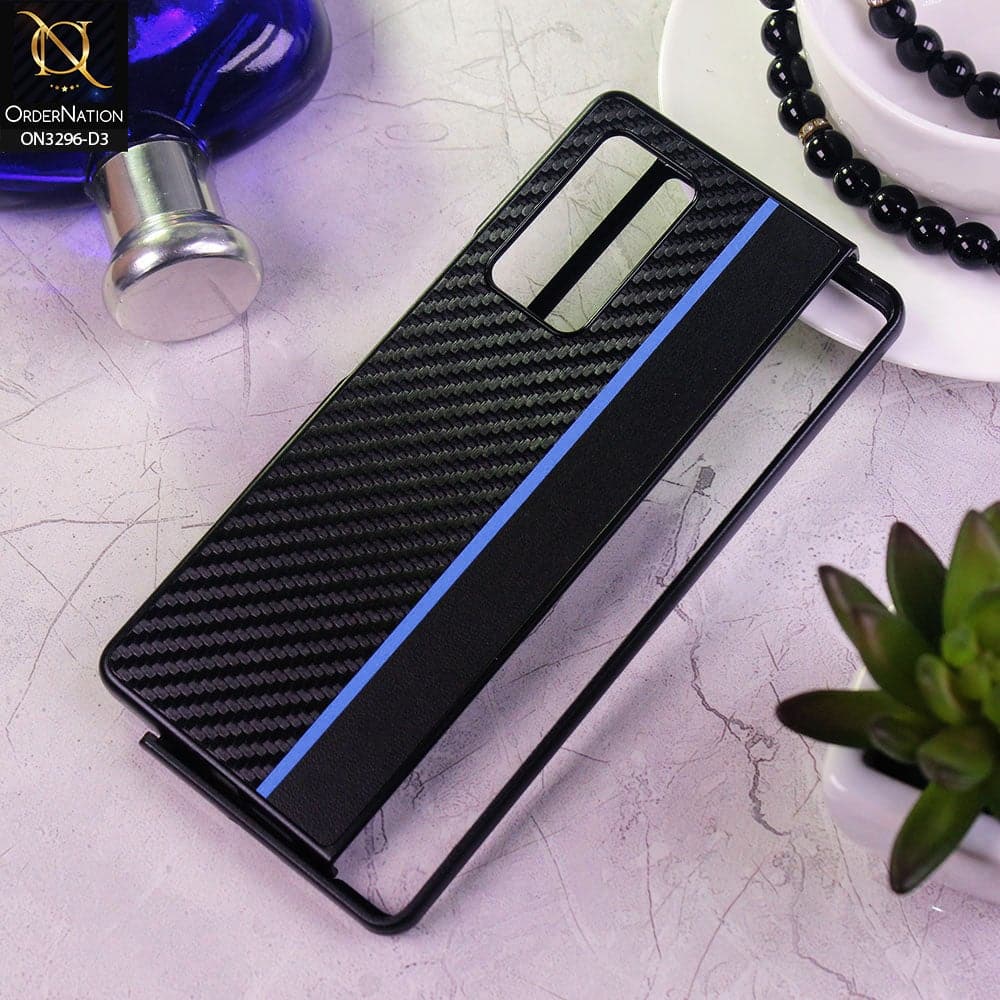 Samsung Galaxy Z Fold 2 5G Cover - Design 3 - Carbon Fiber Texture Hybrid PU Leather Hard Case