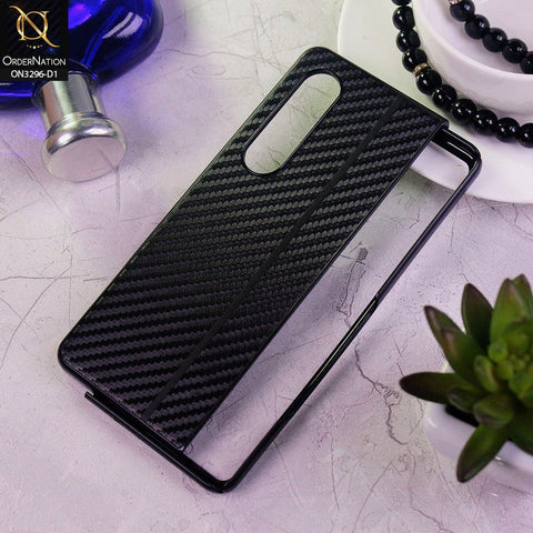 Samsung Galaxy Z Fold 4 5G Cover - Design 1 - Carbon Fiber Texture Hybrid PU Leather Hard Case