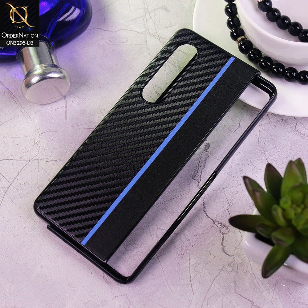 Samsung Galaxy Z Fold 3 5G Cover - Design 3 - Carbon Fiber Texture Hybrid PU Leather Hard Case