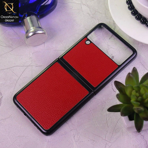 Samsung Galaxy Z Flip 3 5G Cover - Red - Luxury PU Leather Texture Hard Case