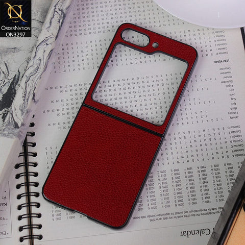 Samsung Galaxy Z Flip 5 5G Cover - Red - Luxury PU Leather Texture Hard Case