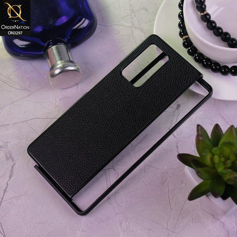 Samsung Galaxy Z Fold 2 5G Cover - Black - Luxury PU Leather Texture Hard Case