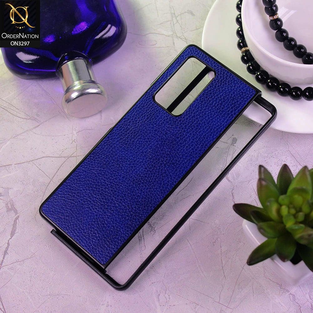 Samsung Galaxy Z Fold 2 5G Cover - Blue - Luxury PU Leather Texture Hard Case