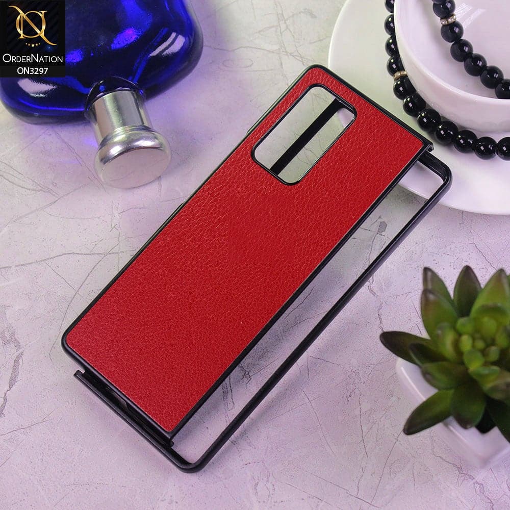 Samsung Galaxy Z Fold 2 5G Cover - Red - Luxury PU Leather Texture Hard Case